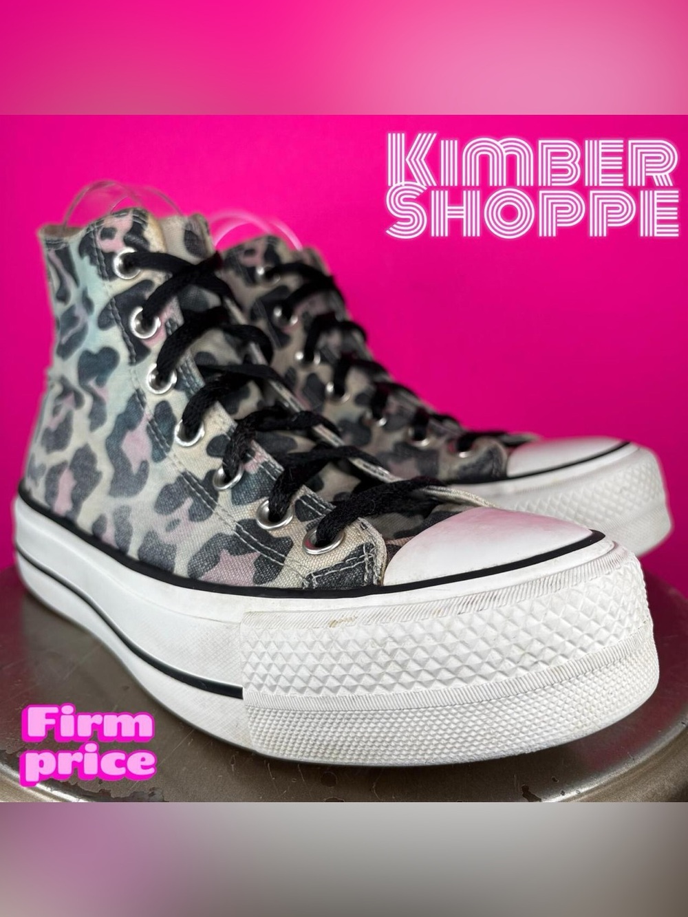 Converse Chuck Taylor All Start Lift High Leopard Print Platform Sneaker US 7